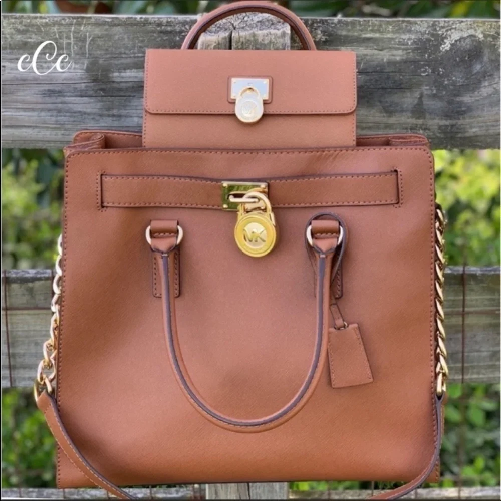 MIchael Kors MK Luggage Brown Hamilton Bag Wallet - Picture 2 of 8